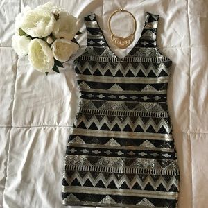 Sequined mini cocktail dress